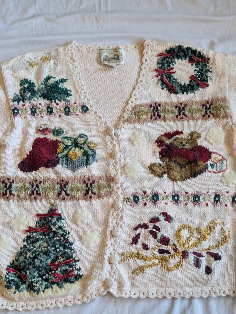 Jacque & Koko together Knit Christmas/Holiday button sweater/cardigan sz 18/20
